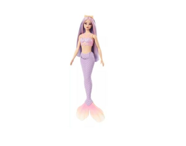 Boneca Barbie Sereia Cauda Lilás Cabelo Lilás Mattel.